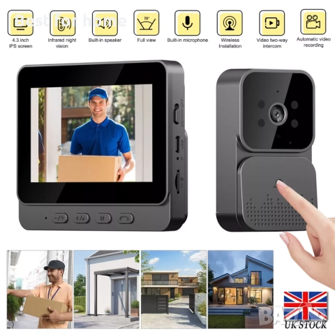 4.3" Безжичен, интелигентен видеозвънец с камера и 4.3" монитор, снимка 9 - Други - 51592170