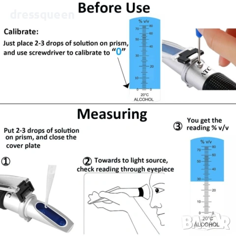 4511 Рефрактометър за ракия и спирт , снимка 5 - Други стоки за дома - 53877587