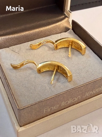 Дамски обеци жълто злато и брилянти, снимка 6 - Обеци - 52497821