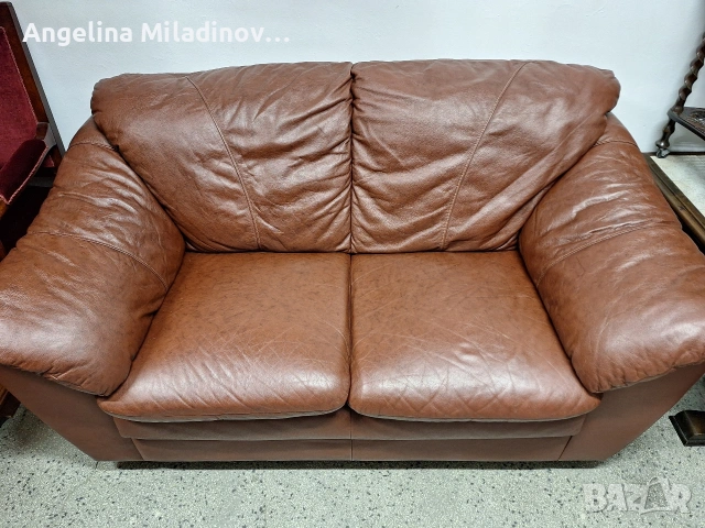 Диван двойка естествена кожа , снимка 6 - Дивани и мека мебел - 53696918