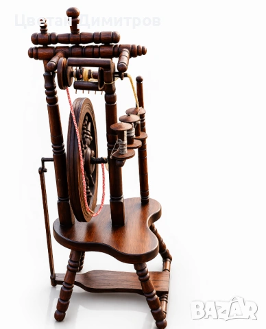 Антикварен традиционен дървен чекрък за предене на вълна, снимка 3 - Антикварни и старинни предмети - 54209011