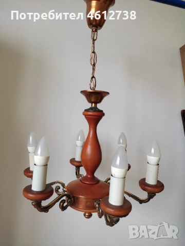 Винтидж полюлей от дърво и месинг