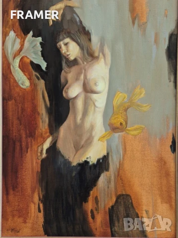 Костадин Жиков Персефона 2023г. Красива картина голо тяло с маслени бои, снимка 2 - Картини - 50917641