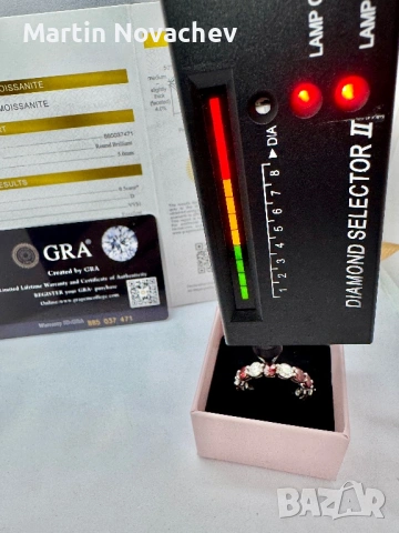 Сребърен пръстен с мойсанит (Диамант) 7.5 карата, снимка 9 - Пръстени - 53775863