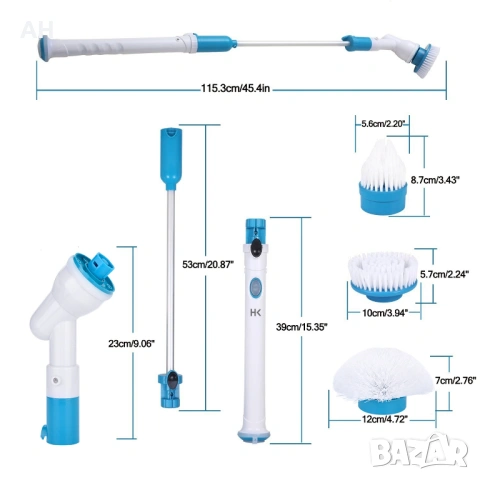 Електрическата четка за почистване на баня с дръжка за удължаване, снимка 3 - Мопове, кофи, четки и метли - 53038164