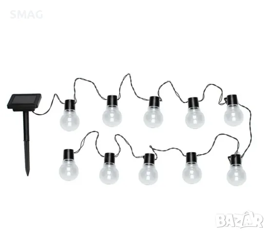 Слънчеви соларни пластмасови лампи Топла бяла светлина 3.8м - 10 бр S_1220624, снимка 2 - Соларни лампи - 49909657