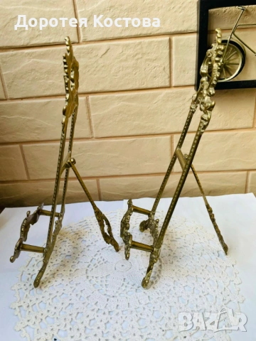 Красива месингова поставка от Англия за чиния, рамка, снимка 14 - Антикварни и старинни предмети - 53301044
