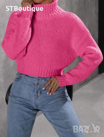 🌸 Дамски Ежедневен Пуловер с Висока Яка – STBoutique