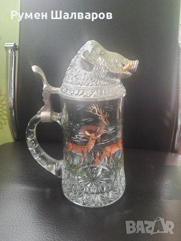 Баварска халба за бира с ловен мотив
