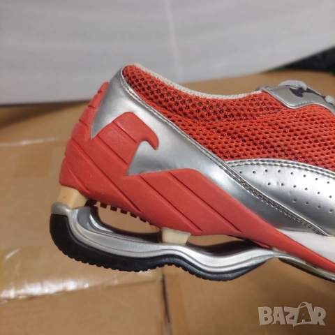 сникърси NIB ARMANI SPORT SILVER LEATHER RED MESH LACE UP INFINITYномер 42 , снимка 10 - Спортно елегантни обувки - 37181327