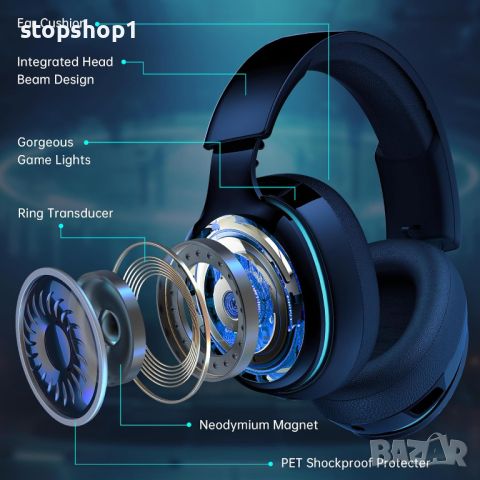 Captain 300 Bluetooth 5.2 gaming headset PC PS5,PS4,Mac,Nintendo Switch , снимка 7 - Bluetooth слушалки - 46674044