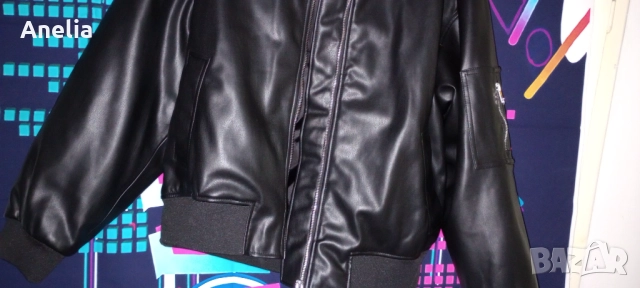 Дамско Яке Кожа Черно С М Л ХЛ