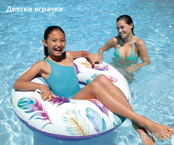 Детски голям надуваем пояс с дръжки 97см, INTEX Transparent