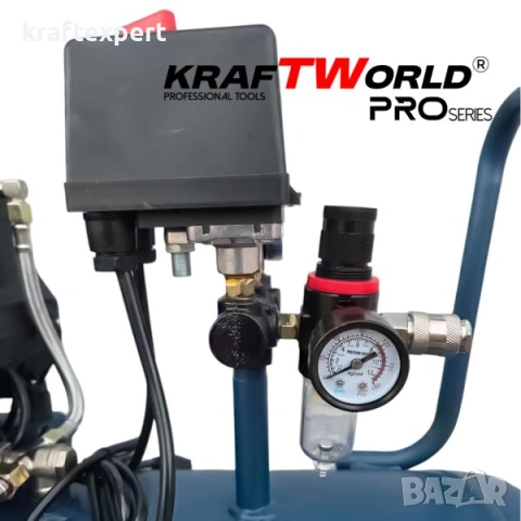 Тих Безмаслен компресор KraftWorld 100 л – 3000W, 8 bar, снимка 5 - Компресори - 53745858