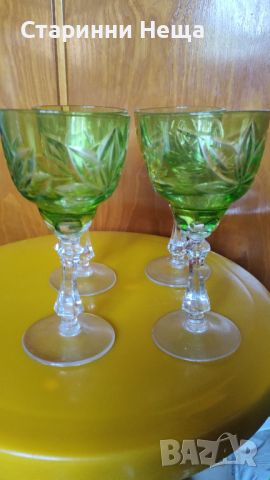 Ретро Винтидж стар цветен кристал кристални чаши за вино , снимка 6 - Антикварни и старинни предмети - 45724903