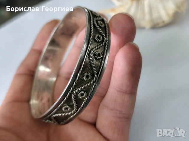 Твърда сребърна гривна, снимка 4 - Гривни - 53944788