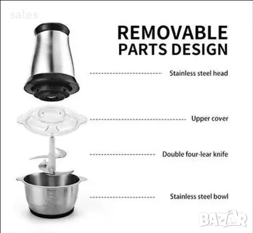 Комбиниран кухненски чопър месомелачка с купа от неръждаема стомана 2 литра YXY-JD-561 , снимка 4 - Блендери - 46702203