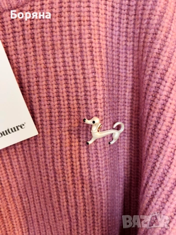 Co’ Couture – тъмно розов пуловер нов с етикет и брошка, снимка 7 - Блузи с дълъг ръкав и пуловери - 53501575