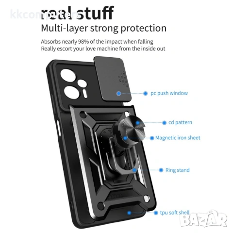 Xiaomi Poco X4 GT 5G / Redmi Note 11T Pro+ 5G / Redmi Note 11T Pro 5G Удароустойчив Ring Holder Калъ, снимка 8 - Калъфи, кейсове - 53186014