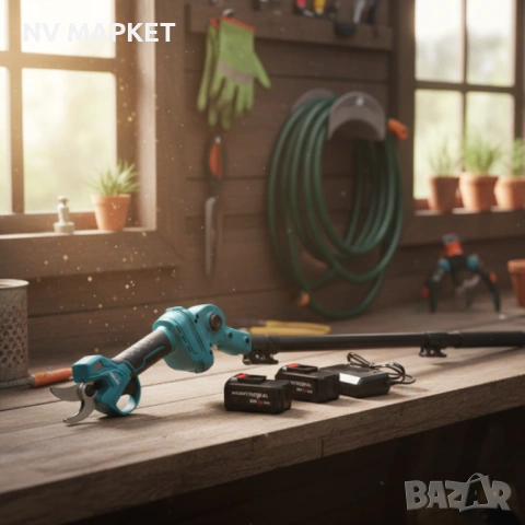 Акумулаторна лозарска ножица KraftRoyal 36V 8Ah с телескопичен прът до 2.7м, снимка 4 - Градинска техника - 53879134