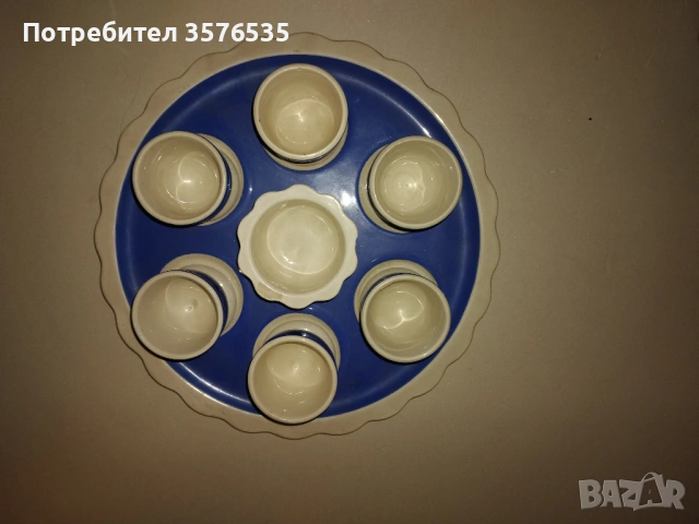Антикварен сервиз за яйца Villeroy & Boch Dresden (1874-1909) Кобалт, снимка 3 - Антикварни и старинни предмети - 53652128