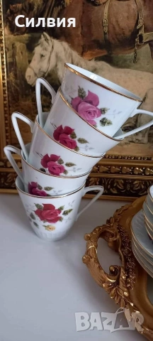 Порцеланова чаши с чинийки , снимка 3 - Чаши - 53065771