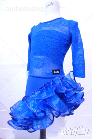 Синя рокля за спортни танци с дантела, снимка 10 - Детски рокли и поли - 45798191
