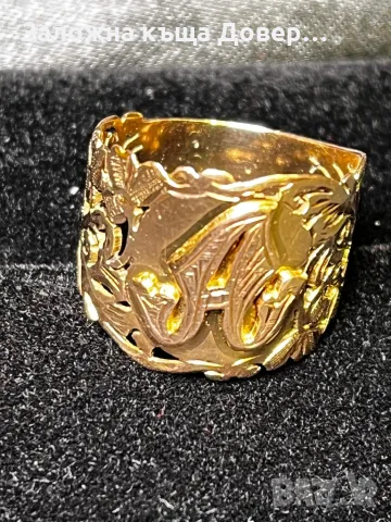 Златен пръстен “А”  prasten zlaten 14 k 585 gold , снимка 1 - Пръстени - 48344132