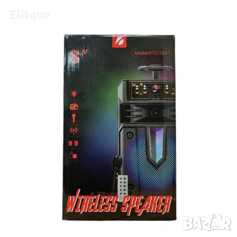 Мощна безжична тонколона 8'' с дистанционно управление и микрофон KTS-1631, снимка 7 - Тонколони - 53165106