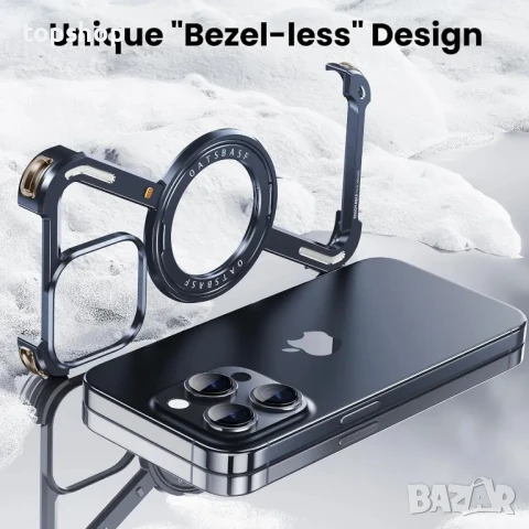 PANPHEN Минималистичен калъф за телефон, съвместим с iPhone 15 Pro Max, 360° въртяща се стойка, син, снимка 7 - Калъфи, кейсове - 50569500