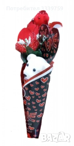 Ръчно декорирано мече с изкуствени рози., снимка 8 - Декорация за дома - 53344631