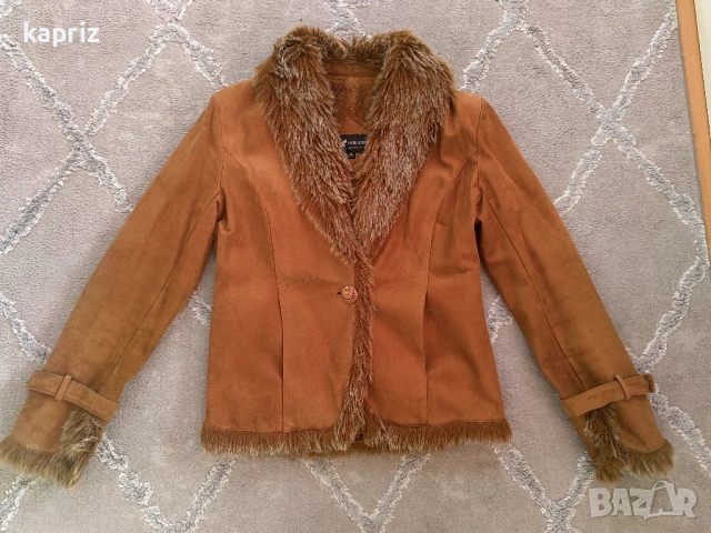 Кафяво яке от набук с кожички, размер Л, Цена 9 евро 