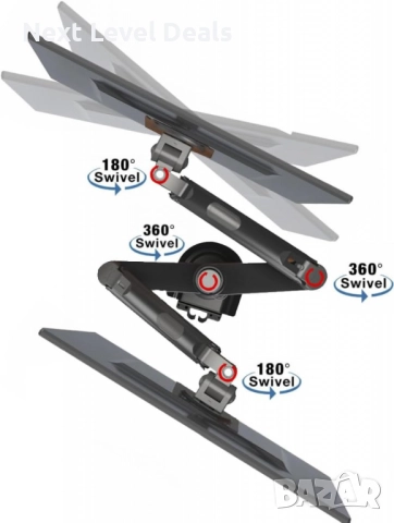 Двоен мониторен държач NB Ergonomic H180, снимка 5 - Други - 52863565