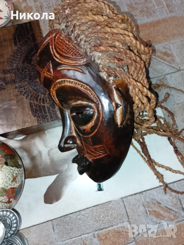 Автентична дървена африканска маска, снимка 2 - Декорация за дома - 51649427
