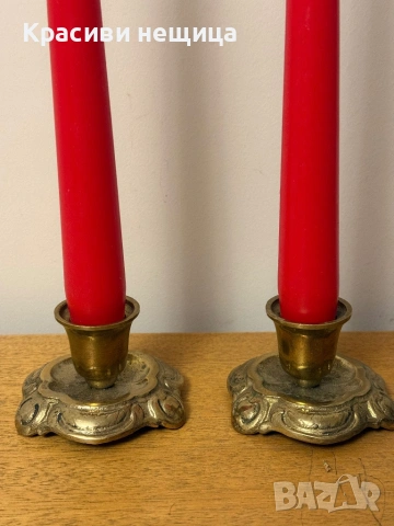 Чифт месингови свещници, снимка 6 - Други ценни предмети - 53062427