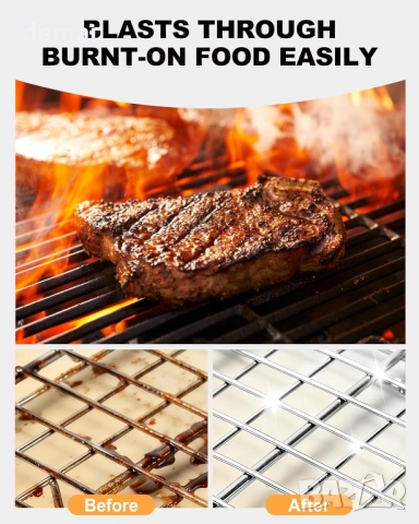 Електрическа безжична четка за грил Accwork, сменяеми глави, 3 скорости и регулируем ъгъл, снимка 5 - Барбекюта - 54227130