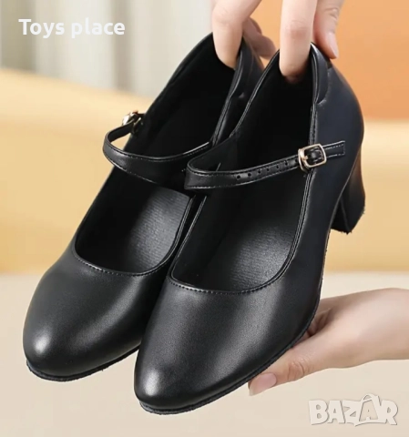 38н Нови Черни кожени обувки за танци, обувки за народни танци , снимка 3 - Дамски обувки на ток - 51874251