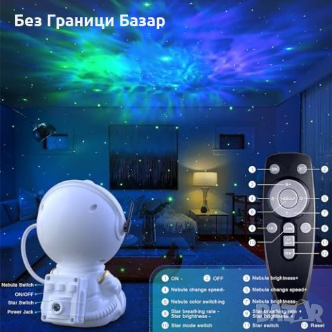 Нов Астронавт Галактика нощен Проектор - Идеален за Детска Стая, снимка 2 - Други - 45200559