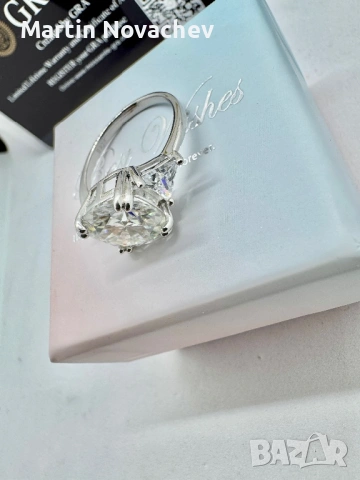 Сребърен пръстен с мойсанит (Диамант) 5 карата, снимка 12 - Пръстени - 53423732