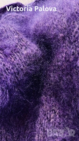 Луксозен мохерен пуловер с дълъг косъм в кралско лилаво, снимка 3 - Блузи с дълъг ръкав и пуловери - 53344090