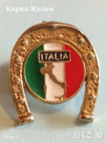 Сувенирна значка ИТАЛИЯ с подкова за късмет 51666, снимка 4 - Колекции - 53159818