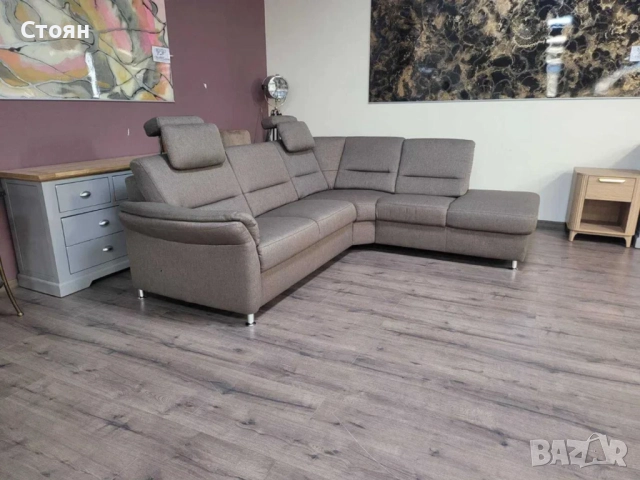 ПРОМОЦИЯ!!!Светло кафяв ъглов диван от плат, снимка 4 - Дивани и мека мебел - 52826684