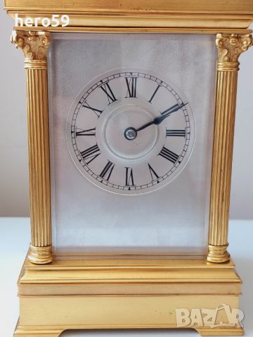 Френски бронзов каретен часовник-репетир/French Carriage Clock with Repeater/14 days, снимка 4 - Стенни часовници - 45285325