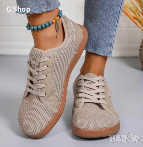 Дамски боси обувки кецове платненки бежави, снимка 2 - Дамски ежедневни обувки - 52406119