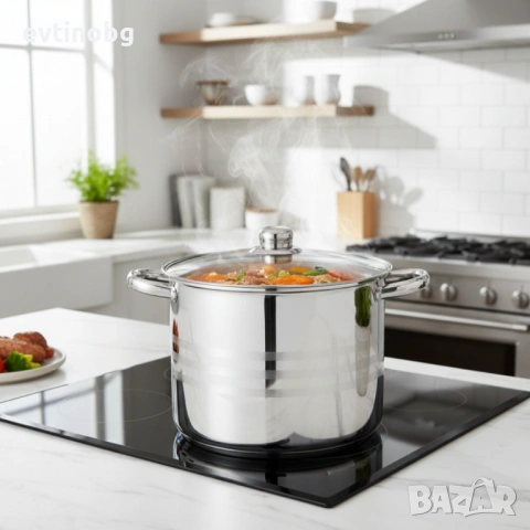 Тенджера Edenberg от неръждаема стомана и многослойно дъно за бързо и равномерно готвене, снимка 5 - Съдове за готвене - 53782495