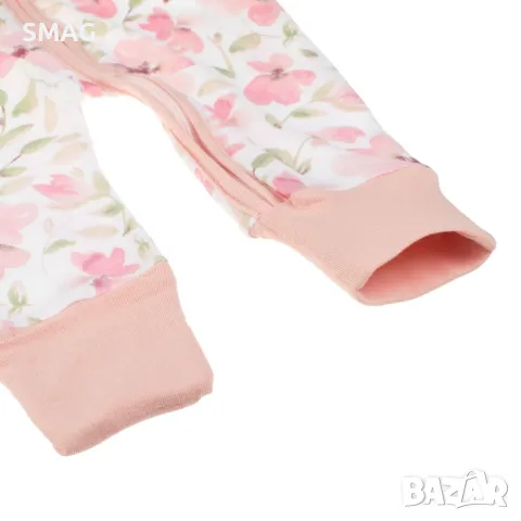 Бебешко памучно боди ромпър бяло на розови цветя S_1245189, снимка 3 - Бебешки гащеризони - 49739900