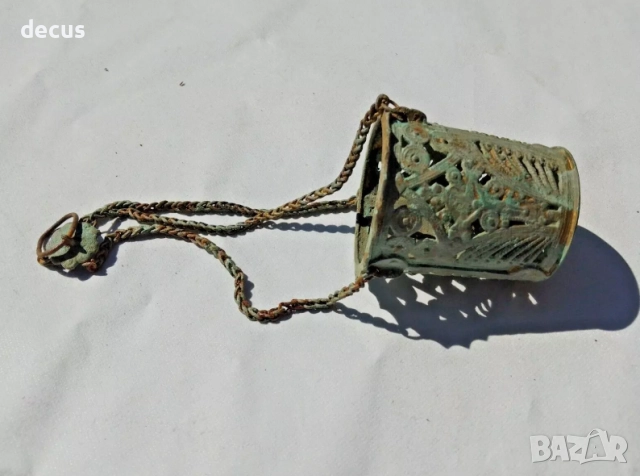 Антикварен православен висящ кадилник – XVIII век кандило, снимка 6 - Антикварни и старинни предмети - 51463316