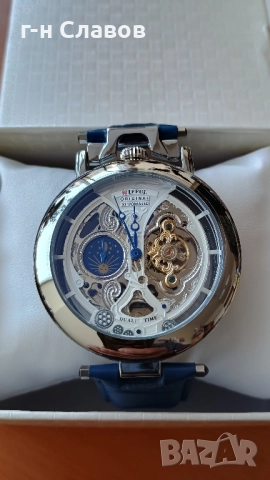 Skeleton DIFFUL Moon Phase Tourbillion Leather Men Automatic Watch, снимка 3 - Мъжки - 51655295