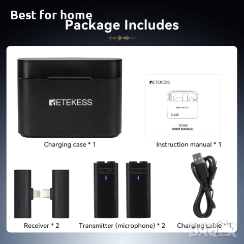 Комплект безжични микрофони Retekess TG103, снимка 7 - Микрофони - 52901760