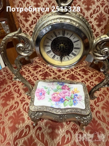 красив стар настолен часовник с кутия за бижута, снимка 3 - Антикварни и старинни предмети - 53233712